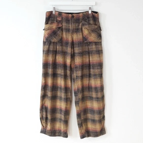 Free People | Birch Wide Leg Plaid Pant in Moss - Picture 2 of 3